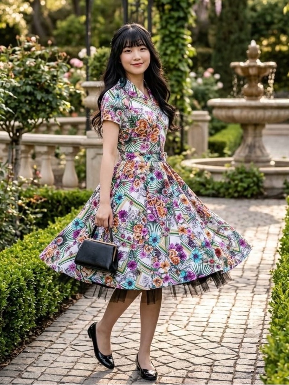 H&R London Vintage-Inspired Fit & Flare Midi Dress